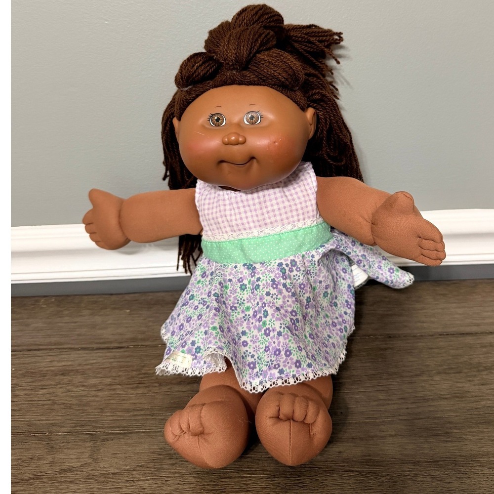 Cabbage Patch Kids African American Plush Doll 2004 Play Along PA-2 Floral Dress